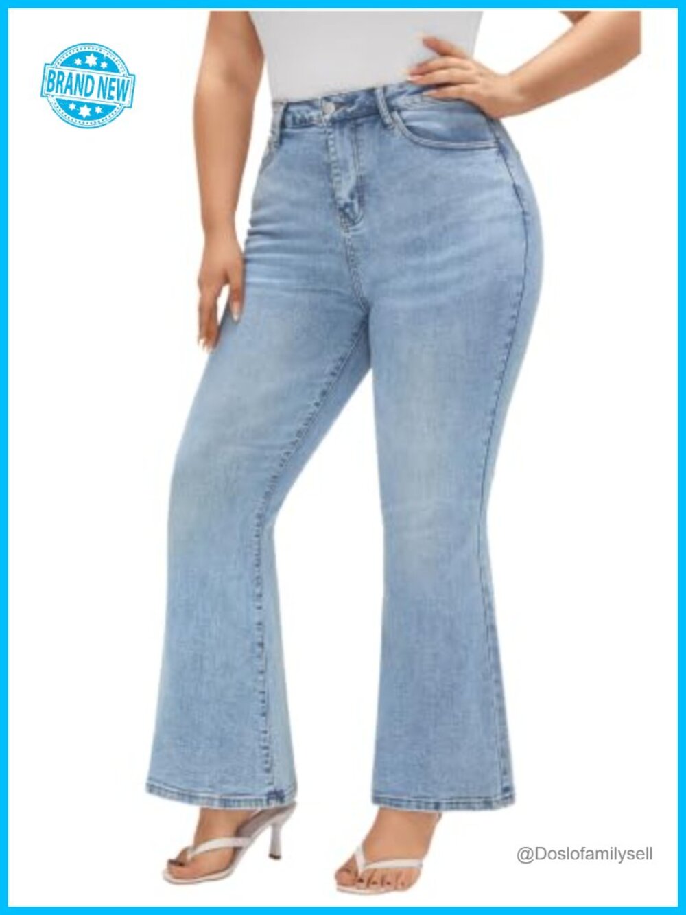 High Waisted Stretch Flare Bootcut Jeans Women's Curvy Distressed
